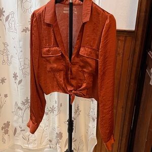 Urban Outfitters Terracotta Tie-Front Blouse